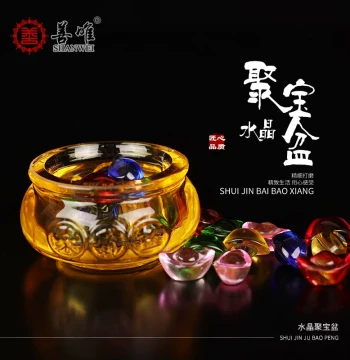 Crystal Treasure Bowl for Burial Rituals, Symbolic Offering Decor for Funerals, Placement Before Urn or Casket