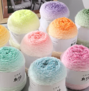 Chiffon Long-Pile Gradient Yarn for Hand Knitting and Crocheting Hats, Scarves, Clothes - DIY Material Kit