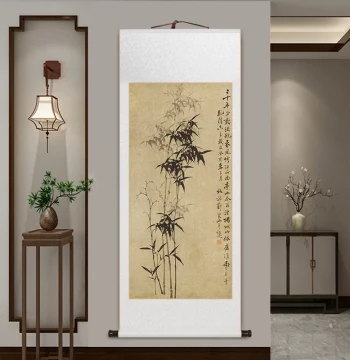 Zheng Banqiao Bamboo Traditional Chinese Scroll Painting, Masterpiece Hanging Art, New Chinese Living Room Decor, Office Tea Room Entryway Picture