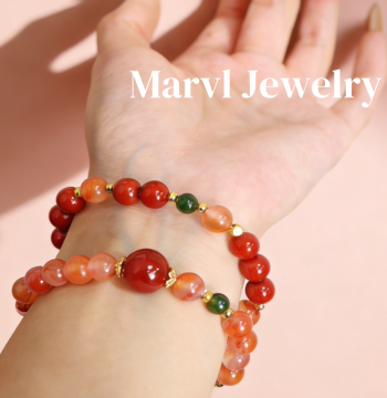 Marvel Natural Southern Red Agate Bracelet, Icy-Float Southern Red Multi-Strand Sichuan Jade Original Design Gift for Women's Zodiac Year