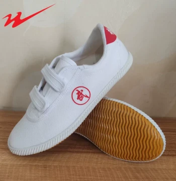 Double Star Celebrity Children's Martial Arts Shoes with Velcro Closure, Ox-Tendon Sole Sports Shoes, Canvas Training Shoes for Practice and Performance