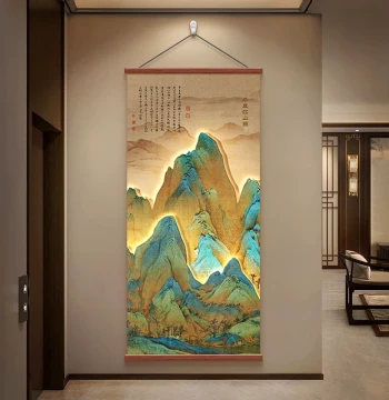 A Thousand Li of Rivers and Mountains Entrance Hall Hanging Painting Song Dynasty Aesthetic Living Room Corridor Decor Study Office Scroll Art