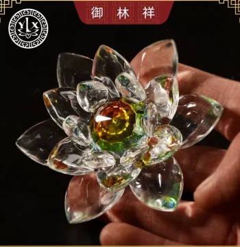 Crystal Lotus Urn Ornament for Burial, Qingming Festival, Grave Sweeping, and Funeral Memorial Hall Supplies