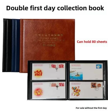 Premium First Day Cover Collection Album, Stamp Protection Booklet, Empty Sleeve Binder for Double Envelopes