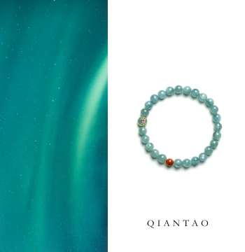 QIANTAO "Cyan Blue" Original Natural Blue-Green Crystal Bracelet for Women - Wealth-Attracting Southern Red Agate Gift
