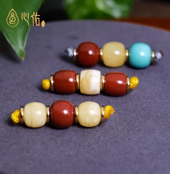 Beeswax & South Red Agate Barrel Beads Set - Spacer Beads for Bodhi Seed Bracelets & Traditional Craft Accessories