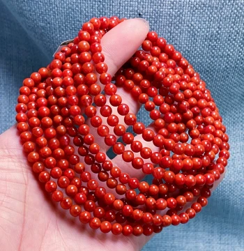 01E01 Liangshan Waxi Raw Nanhong Agate Persimmon Brocade Multi-Strand Bracelet - Unique Variation