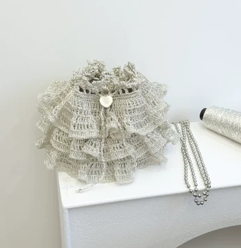 Stuuuly Handmade Cake Ballet Bag with Sparkling Real Silver Core Thread for DIY Shoulder Bag Weaving