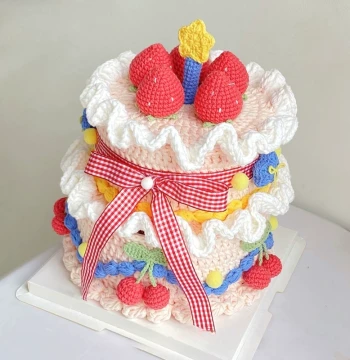 DIY Crochet Double-Layer Strawberry Cake Storage Box Kit