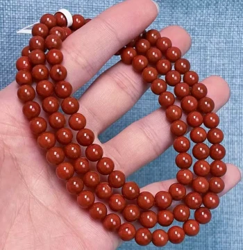 557C08 Liangshan Waxi Material Southern Red Agate Full-Color Flesh Persimmon Brocade Red Multi-Loop Bracelet Necklace