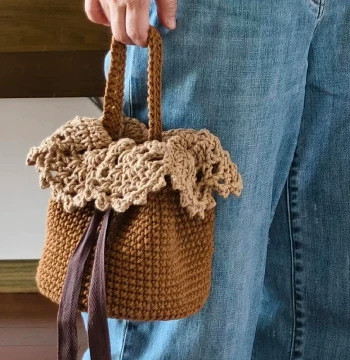 Handmade Crochet Lace Basket Kit, Yarn Bucket Bag Material Set for DIY Handbags, Perfect Gift for Friends