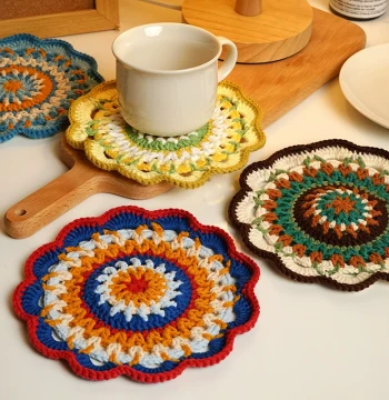 Feifei Jia Handmade DIY Mandala Heat-Resistant Coaster Crochet Kit for Beginners