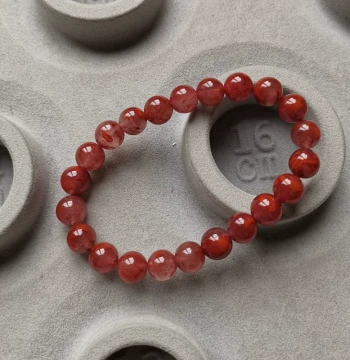 Natural Raw Southern Red Agate Bracelet, Liangshan Old Mine Semi-Translucent Ox-Blood Red, Flame Red, Rose Red Single-Loop Strand