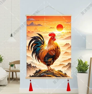 Rooster Crowning Dawn Wall Art - Frameless Waterproof Decor for Home or Office