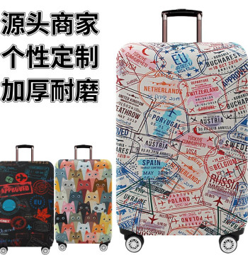 Elastic Luggage Cover with Stamp Design for Travel Suitcases, Dust-Proof & Wear-Resistant