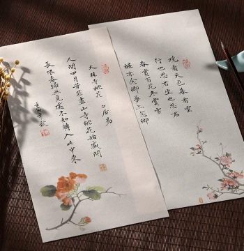 Shuiyunge 'Subtle Fragrance' Painted Letter Paper, Semi-Sized Blank Xuan Paper for Calligraphy Practice and Creation