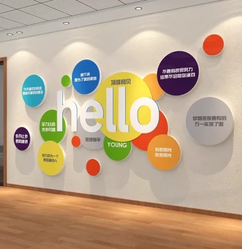 Conference Office Entrance Image Background, Corporate Culture Wall Decoration, Atmosphere Setup with Inspirational Slogan Paper Art