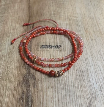 Natural Southern Red Agate Triple-Wrap Bracelet - Unique New Chinese Style Gradient Red Hand-Braided Cord Gift for Women