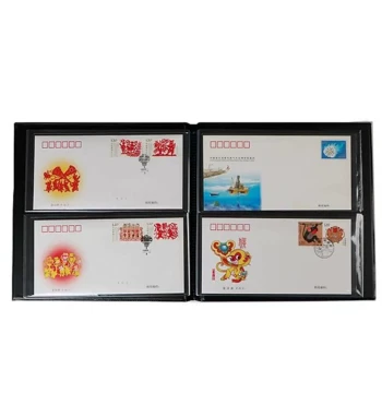 Premium First-Day Cover Collection Album - Empty Stamp Protective Binder with Sleeve Pages for Dual Envelope Collecting