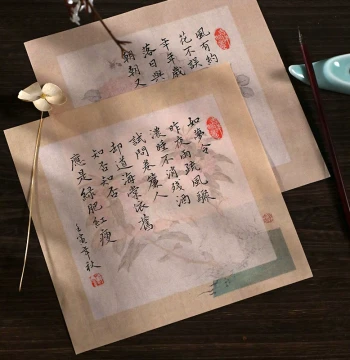 Shuiyun Pavilion Elegant Small Square Retro Paper, Semi-Processed Xuan Paper, Single-Stroke Floral Letter Paper for Small Regular Script, Calligraphy Practice and Creation for Beginners