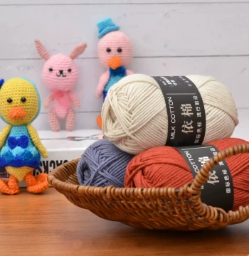 Yimian 4-Ply Milk Cotton Yarn Balls, Baby Yarn for Hand Knitting, Crochet Dolls, Flower Bouquets, Blankets DIY Material Kit