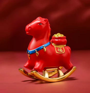 Year of the Horse Mascot Figurine - Trendy Chinese Style Rocking Horse Desktop Decor & New Year Gift