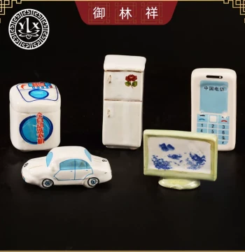 Ceramic Home Appliance Set for Burial, White Funeral Ornaments for Gravesite, Urn Relocation and Tomb Sweeping Supplies