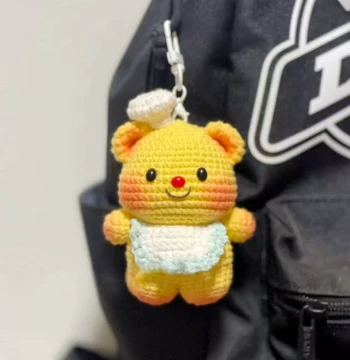 DIY Handmade Butter Bear Doll Crochet Yarn Knitting Kit, Keychain Pendant Bear Gift for Friends