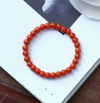 Exquisite Natural Southern Red Agate Barrel Bead Bracelet, Premium Unisex Southern Red Agate Jewelry