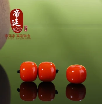 Premium South Red Agate Beads: Full-Color Persimmon Red Barrel Beads from Sichuan, Authentic Guarantee