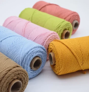 rlk Hollow Cotton Yarn, Round Strand Medium Thickness Simple Line for DIY Crochet Bags, Hats, Slippers Material Kit