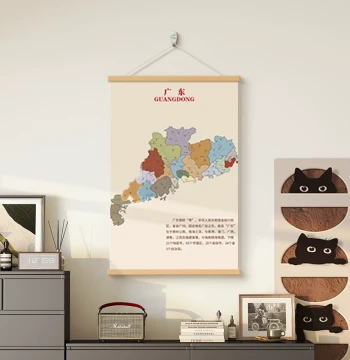 2026 New Edition China Provincial Map Decorative Wall Art - Minimalist Hanging Scroll for Office or Study (Guangdong/Zhejiang Versions)