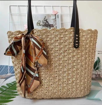 Handwoven DIY Ice Silk Thread Fan-Shaped Flower Bag Tote Material Kit, Elegant Gift for Best Friends and Moms