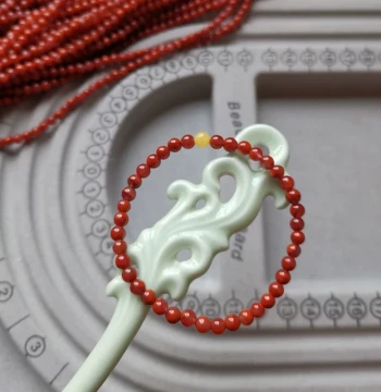 Natural Southern Red Agate Bracelet Liangshan Jiukou Raw Ore Ben Ming Year Red Cord Nine Purple Li Fire Pattern Beeswax Extra Fine