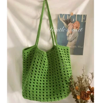 DIY Waffle Stitch Openwork Crochet Shoulder Bag Kit – Yarn, Patterns & Finished Gift