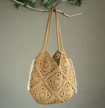 Floral Letter Bag Material Kit Handmade Crochet DIY Hollow Beach Bag Olio Big Eye Yarn Crochet Material Kit