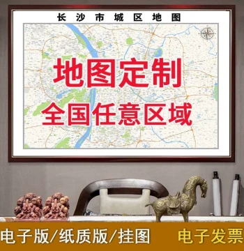 Custom Regional Map Drawing and Design HD Digital Print Office Wall Chart Framed