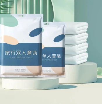 Disposable Bed Sheets, Duvet Covers, and Pillowcases - Travel Sterilized Bath Towel and Thickened 4-Piece Travel Bedding Set