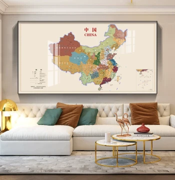 World Map China Map Decorative Painting Company Conference Room Sofa Background Wall Hanging Living Room Boss Office Mural