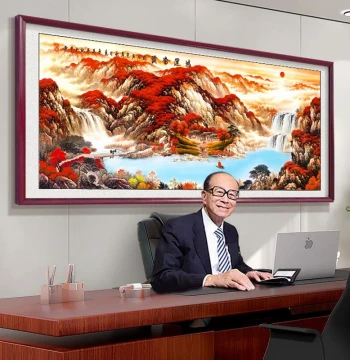 Good Fortune Landscape Hanging Painting Office Calligraphy Art Decoration Treasure Bowl Chinese Painting Living Room Sofa Background Wall Art