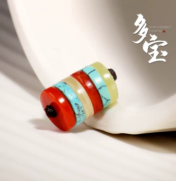 Raw Ore Authentic Hubei High-Porcelain Turquoise Southern Red Agate Beeswax Spacer Loose Beads Separator Vajra Star Moon Bodhi Accessories