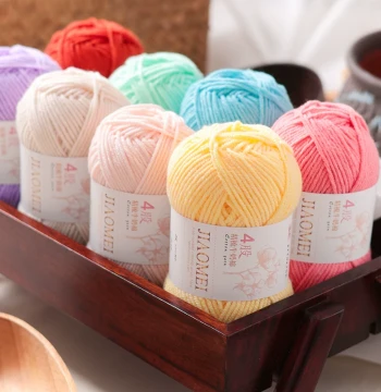 4-Ply Combed Milk Cotton Yarn Ball for Hand Crochet DIY Doll Kit, Baby Bouquet, and Scarf