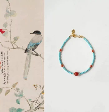 QIANTAO "Qingyun" Original New Chinese Style Natural Southern Red Agate and Optimized Turquoise Artistic Collectible Beaded Bracelet
