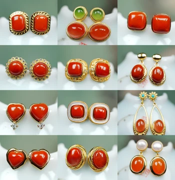 [Zhuangxia 9] Natural Sichuan Nanhong Agate Baoshan Ice Red Silver Gold-Plated Earrings, Pendants, Hooks, Rings - Sunian Boutique