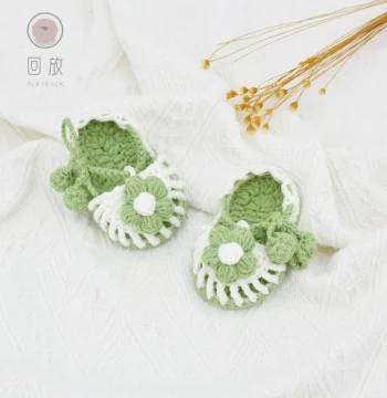 DIY Crochet Yarn Kit for Baby's Summer Puff Flower Sandals – Handmade First Birthday Shoes