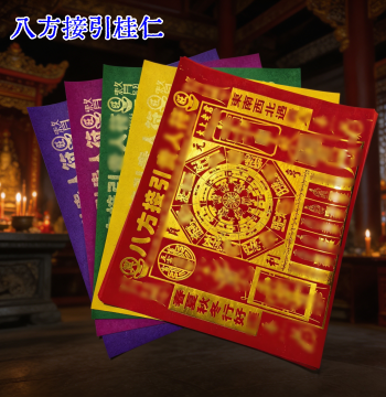 Eight Directions Guiding Five-Color Gold-Stamped Colored Paper - New Taoist Ritual Fire Offering Handmade Folded Paper, Burning Paper, Joss Paper, and Ingots