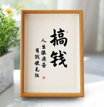 Make Money Calligraphy Desktop Display Office Creative Decorative Artwork Motto Artwork Framed Ornament Personalized Wall Art