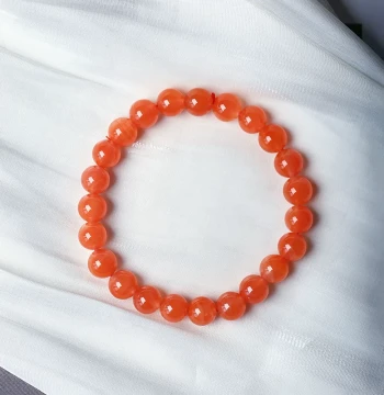 Natural Baoshan Southern Red Agate Ice-Red Round Bead Single-Loop Bracelet for Women - Icy Luminous Finish