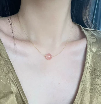 Daxian's Beads "Grass Grows and Orioles Fly" 18K Gold Bead South Red Agate with Floating Patterns Choker, New Chinese Style Original Necklace