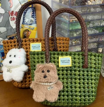 DIY Handwoven Rattan Bag Kit – Premium Hollow Vegetable Basket Style Tote or Shoulder Bag